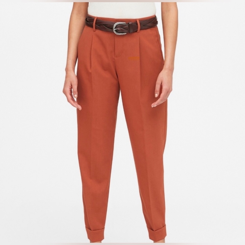 Banana Republic Women’s Burnt Orange/Rust Tapered Trousers Size 12 Long
